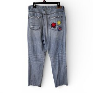 American Eagle x Keith Haring Distressed Jeans Art Patch Mom Denim